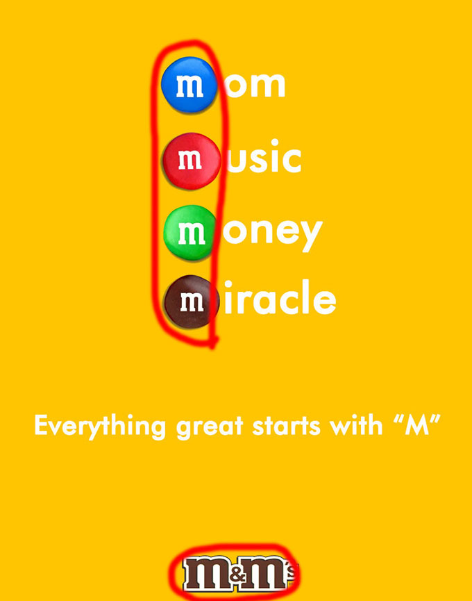m&m print ads